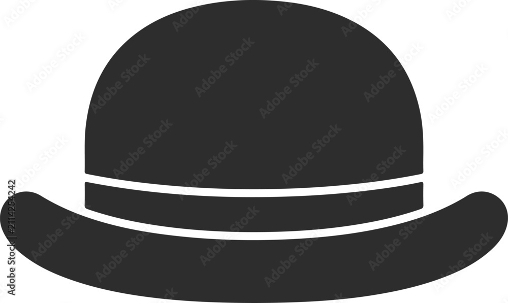 Fototapeta premium Bowler hat icon classic gentlemans derby hat silhouette