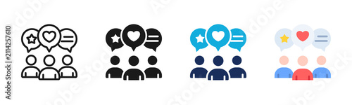 Social Proof icon set multiple style collection