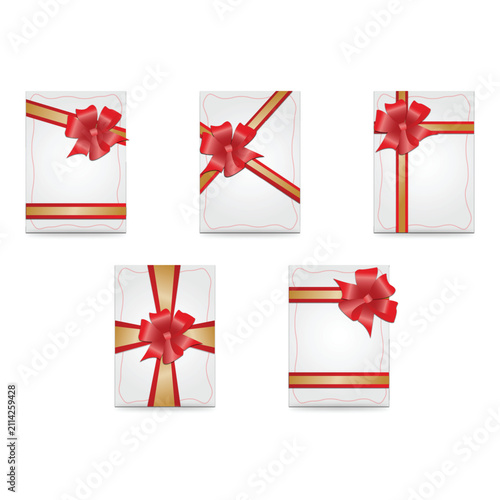 Luxury Red and Gold Ribbon Bow Vertical Gift Card Frame Set