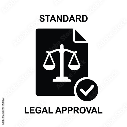 Obraz na płótnie Scales of justice flat icon with checkmark on black background representing lega