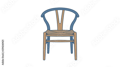 Elegant minimalist wooden chair with woven seat for contemporary home interior design