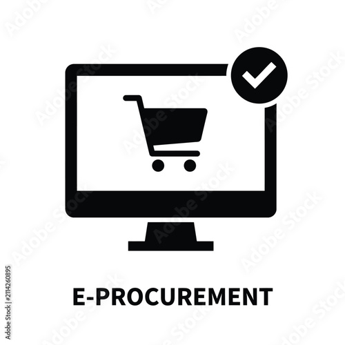 Shopping cart icon on computer screen a flat black silhouette against a white background for digital use shopping cart retail