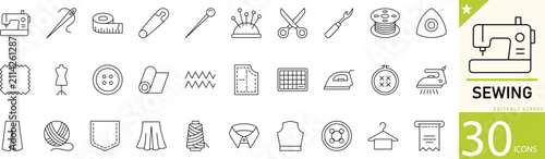 Foto Sewing line icon set