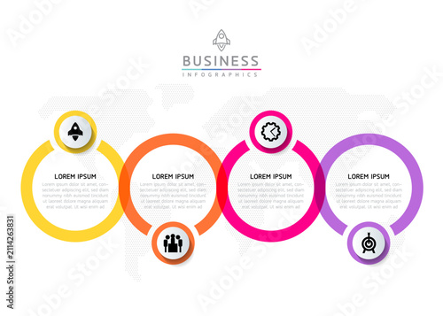 Vector infographic template showing steps or processes for business presentations and design creation.