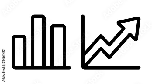 Business and financial growth charts and analytical diagrams icon set