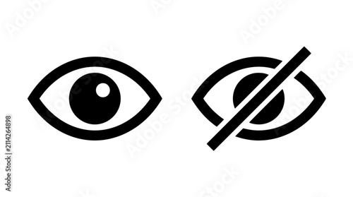 Eye vision visibility and hidden icon symbols set with visibility