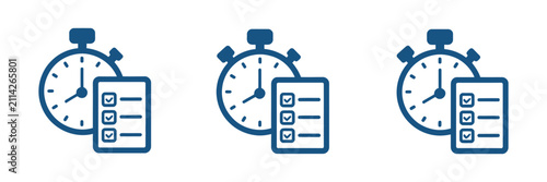 Stopwatch and checklist icon representing time management productivity tracking and task planning vector design illustration