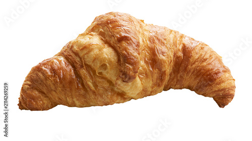 Принти на полотні Golden brown flaky croissant pastry, isolated on transparent background