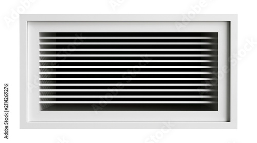 Cuadro en lienzo Rectangular white air vent with horizontal black slats, isolated on transparent