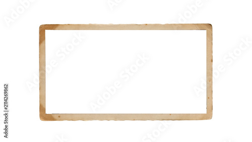 Vintage blank paper photo frame border isolated on transparent background