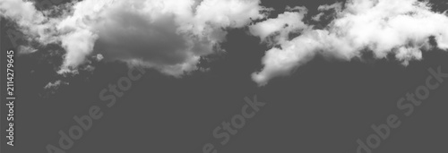 Bild auf Leinwand Fluffy white clouds isolated on a dark grey background isolated on transparent b