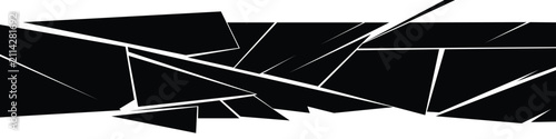 Black geometric shattered racing livery vinyl decal graphic with sharp angular shards. Vector illustration of abstract sports car side wrap sticker, aggressive auto speed tuning stripe template.