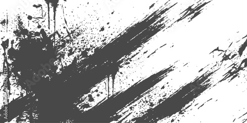 Abstract Ink Splatter: Dynamic and energetic ink splatters create a chaotic yet artistic composition, suggesting motion and raw expression on a white canvas.