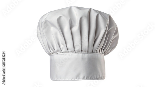 Foto Traditional professional white textile fabric chef toque hat apparel isolated on