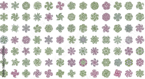 Extensive Collection of Decorative Floral Patterns and Flower Bloom Icons