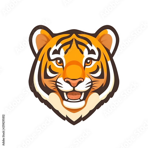 Tiger Flat Vector Illustration, Cute Wildlife Animal Cartoon Icon Isolated on White Background