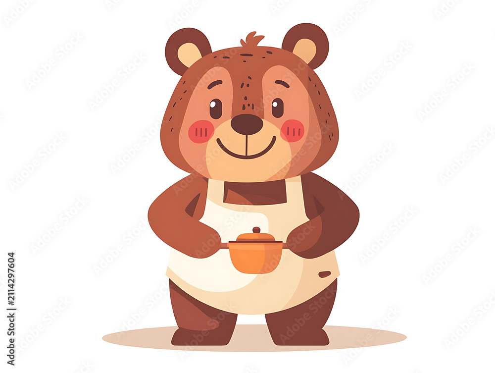 Obraz premium ute bear cartoon character illustration in flat vector style, adorable woodland animal isolated on white background