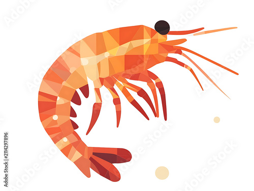 Elegant shrimp illustration with detailed lines