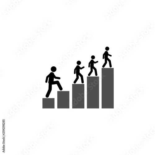 A group of people climbing up a set of stairs together