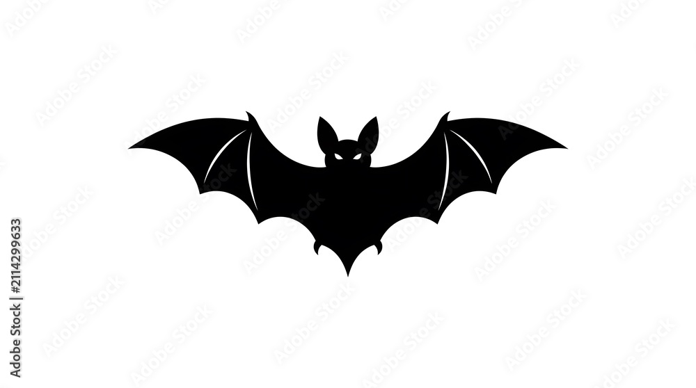 Fototapeta premium Minimalist black silhouette of a flying bat