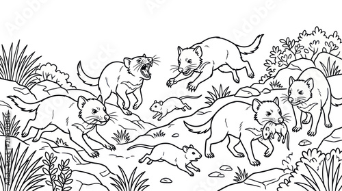 Photography Wild cats hunting rodents nature coloring page
