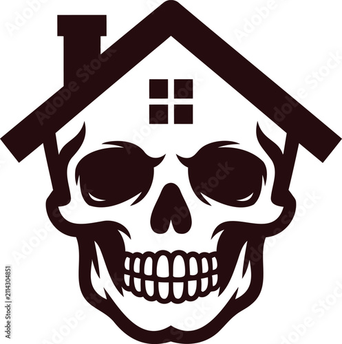 Картината върху платно Skull design incorporated into a house shape representing a unique artistic conc