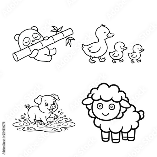 Set of computer mouse and microchip processor icons in black and white flat design style