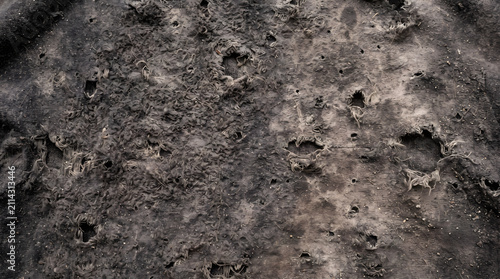 Dark burned ground texture background