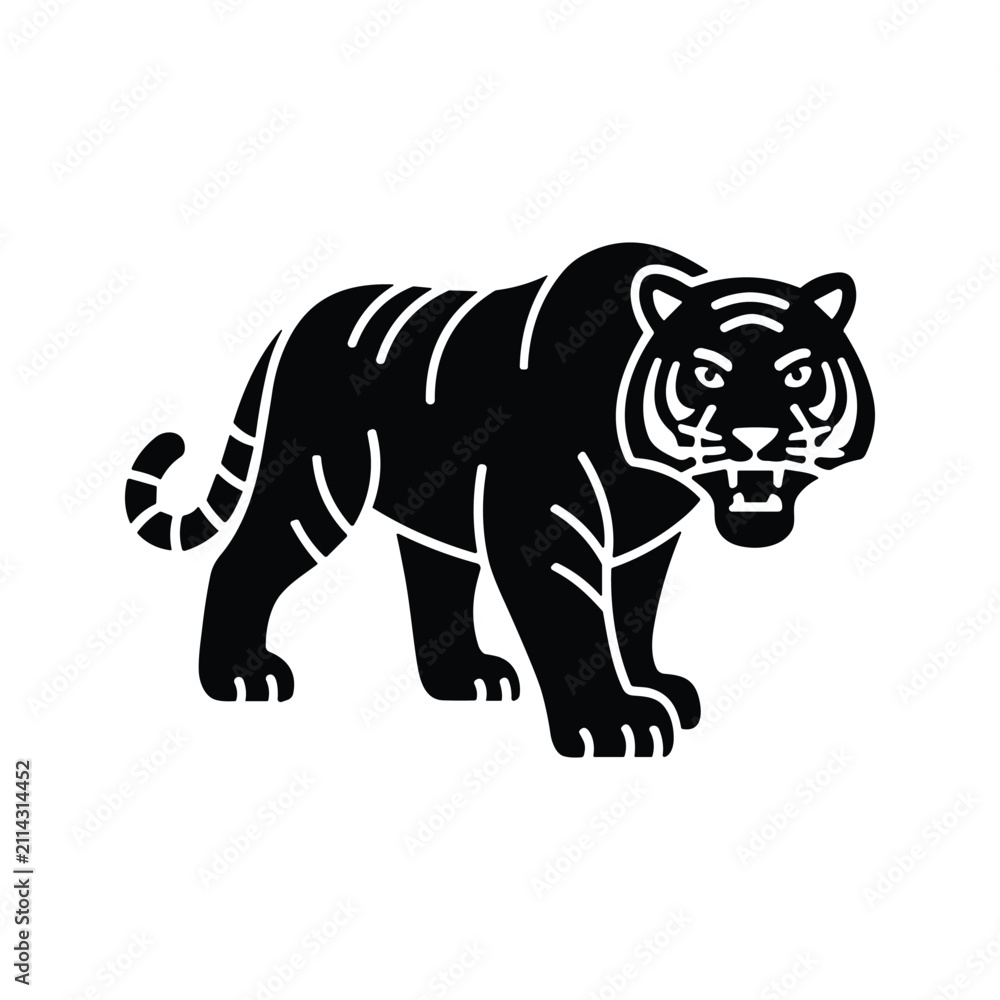 Obraz premium Tiger Silhouette Illustration for Graphic Design and Branding