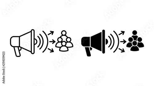 Cuadro en lienzo Megaphone Announcing to Group