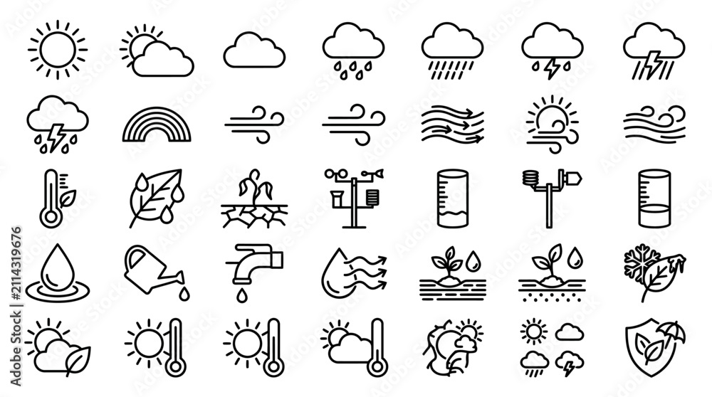Obraz premium Weather and agricultural climate monitoring icons