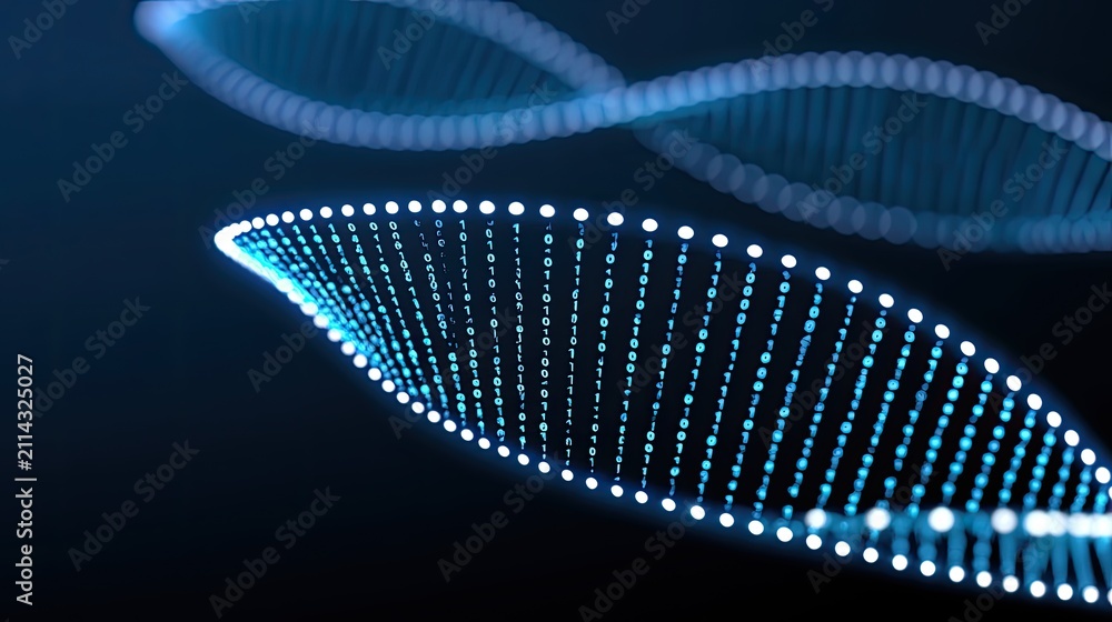 Fototapeta premium Illuminated molecular structures spiral against a dark, ethereal backdrop