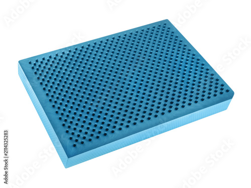 Foto Blue Balance Board with massage and acupressure isolated on white background
