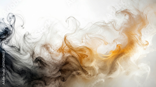 Black and Gold Smoke Abstract Background with White Gradient