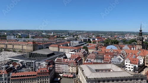 City of Dresden cityscape with the Old Town in Saxony, Germany, panning to the right.