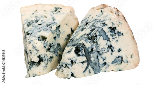 Принти на полотні Wedge shaped blue cheese with visible mold veins