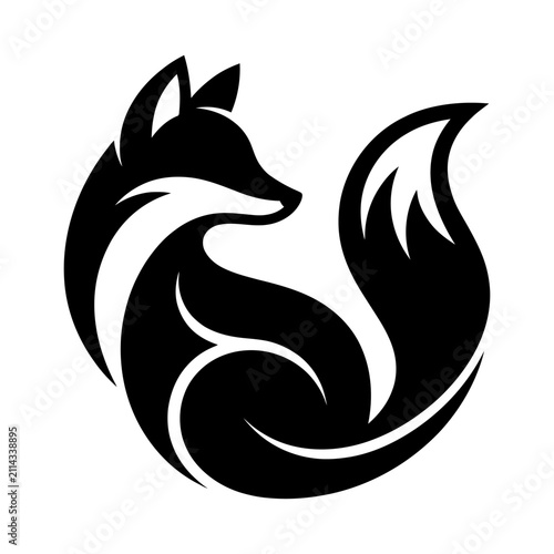 Minimalist Black Fox Logo Design.