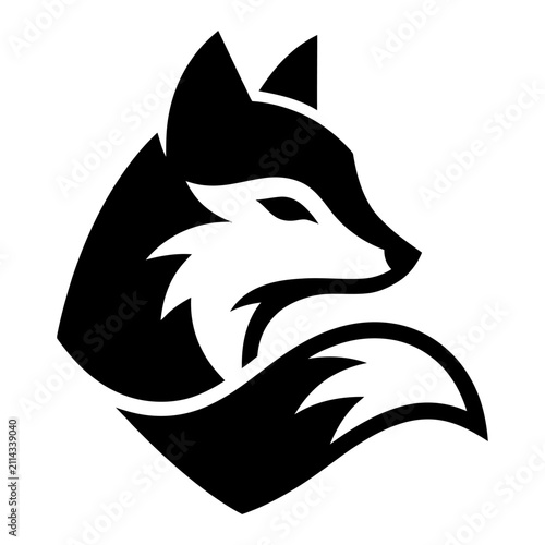 Stylized Black and White Fox Logo.