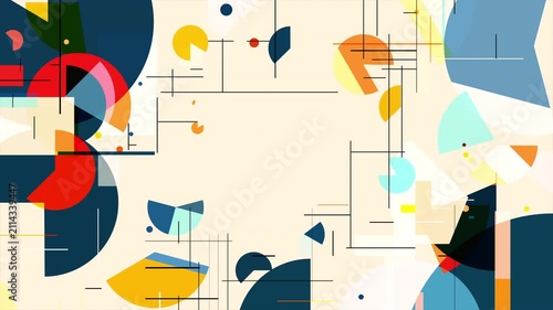 Abstract cropped frame motion graphic featuring geometric shapes and intersecting grid lines.