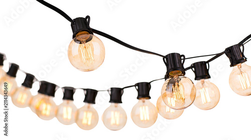 Cuadro en lienzo String of Edison bulbs with black sockets and filaments