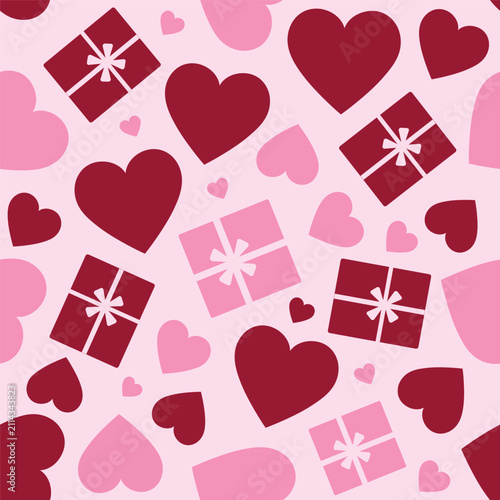 Seamless pattern with heart and gift perfect for romantic occasions and celebrations. Vector illustration