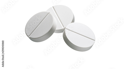 Konstfotografi Three white round pills with score line