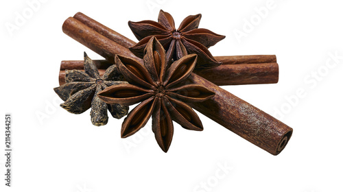 Cinnamon sticks and star anise spice assortment