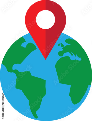 Global Location Map Pin Line Icon