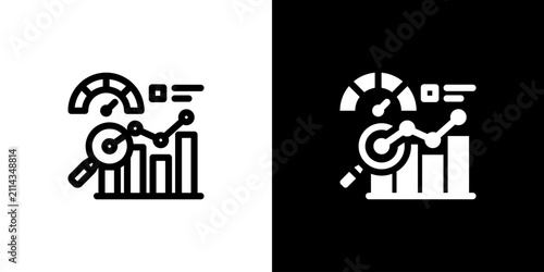 Foto Benchmark Comparison Analytics Gauge Icon concept with flat Black White Background