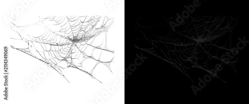 Foto Intricate spider web textures on white and black backgrounds, delicate cobweb pa