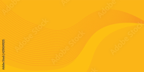 Abstract warm yellow vector background with orange wavy curves and line art pattern for bright corporate presentation banner design