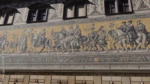 The Furstenzug - Procession of Princes historic mural in city of Dresden, Germany.