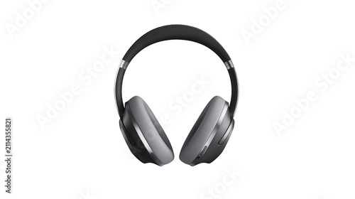Over-ear headphones with black headband and grey earcups