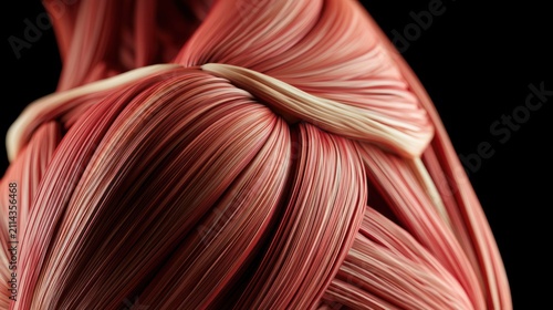 Detailed close up of human shoulder muscles and tendons medical anatomy